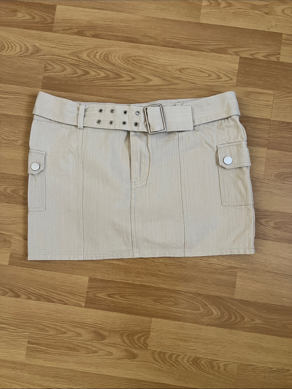 Papermoon Cream Utility Mini Skirt with Belt